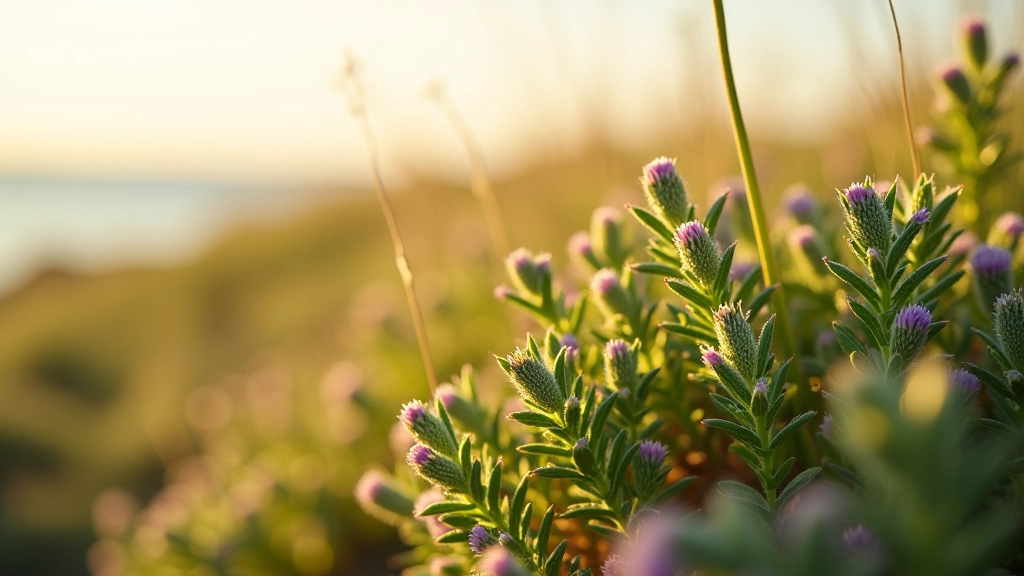 Jūrinio parko natūrali flora su specifinėmis augalų rūšimis